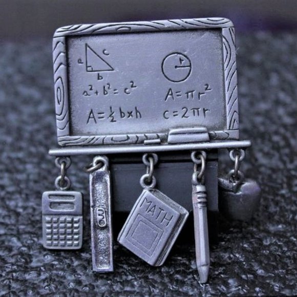JJ Signed Pewter Blackboard Charm Teacher's Pin
